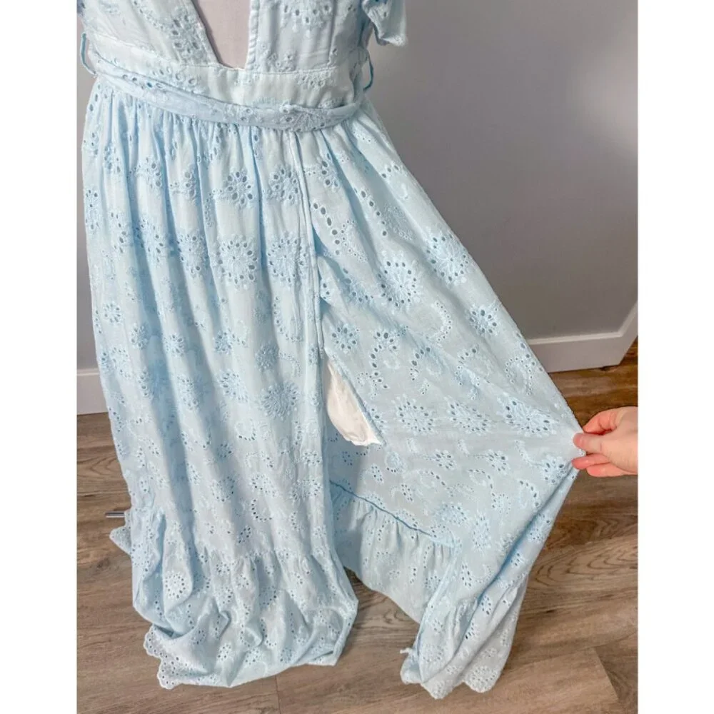 Malibu Bum Baby Blue Eyelet Maxi Dress - Picture 8 of 12